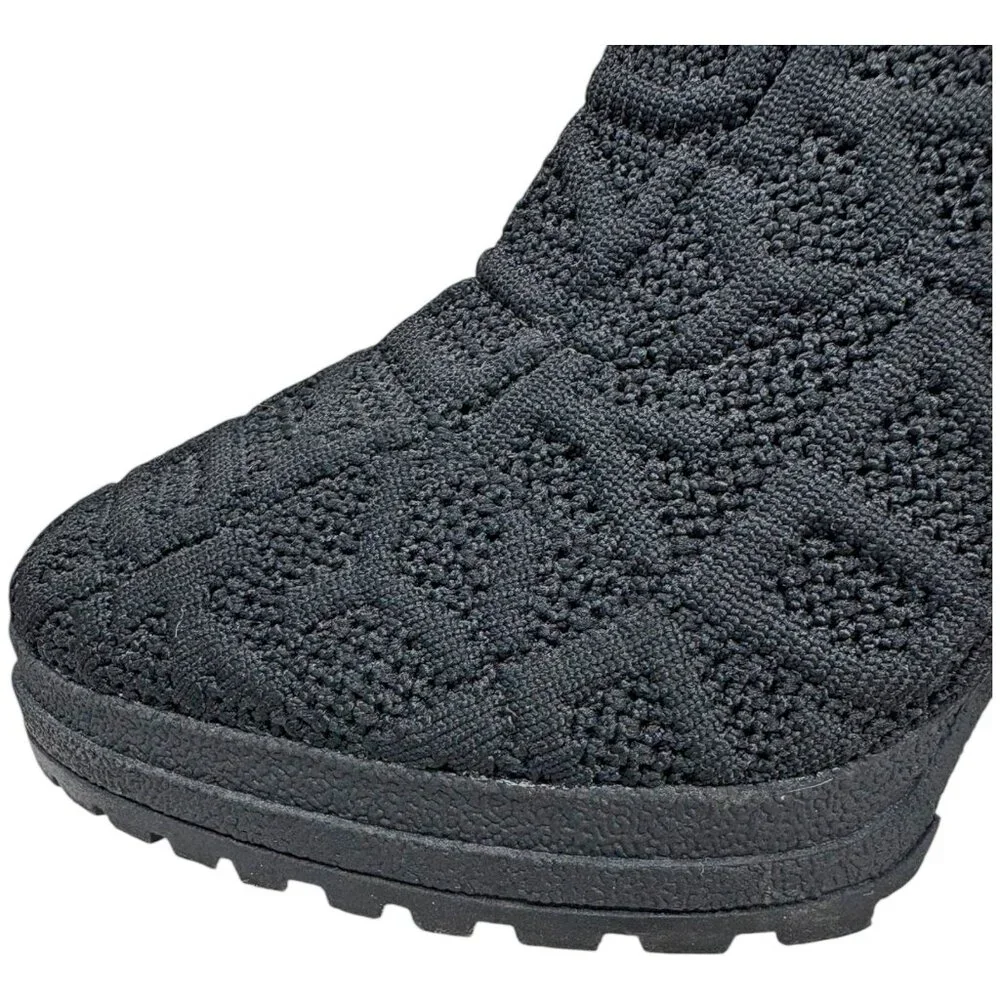 DKNY Tammy‎ Black Knit Logo Chunky Platform Bootie